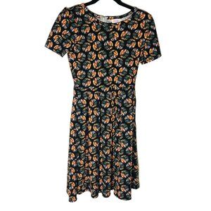 LuLaRoe Amelia dress floral zip back pockets polyester blend size s READ new